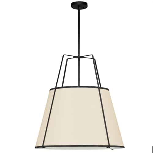 Dainolite 3 Light Trapezoid Pendant Gold/Black Shade w/ White Fabric Diffuser