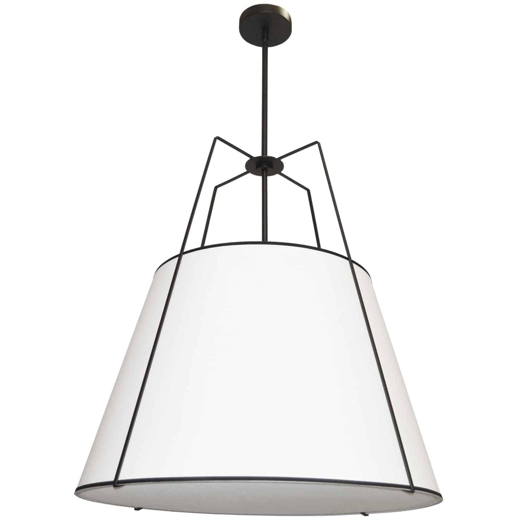 Dainolite 3 Light Trapezoid Pendant Gold/Black Shade w/ White Fabric Diffuser