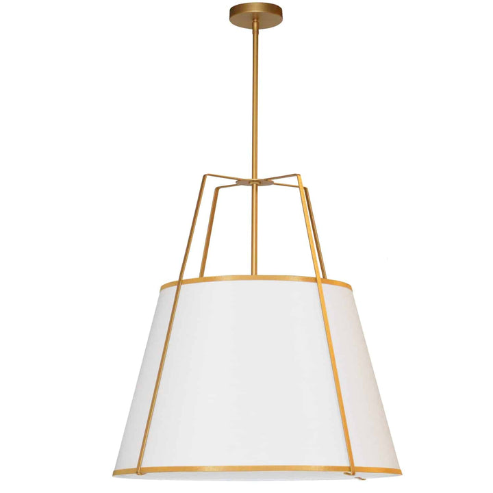 Dainolite 3 Light Trapezoid Pendant Gold/Black Shade w/ White Fabric Diffuser