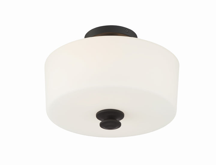 Crystorama Travis 2 Light Black Forged Semi Flush Mount