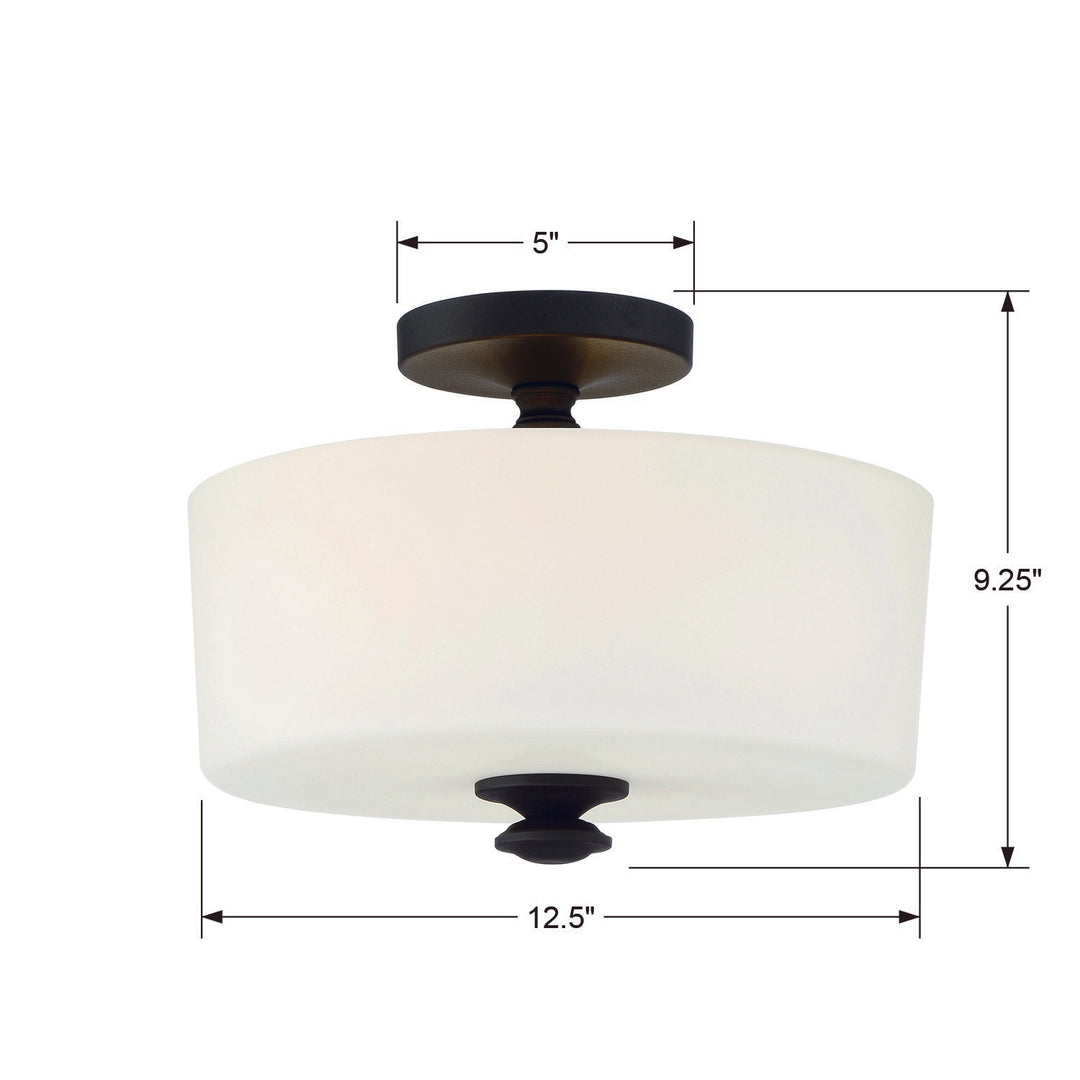 Crystorama Travis 2 Light Black Forged Semi Flush Mount