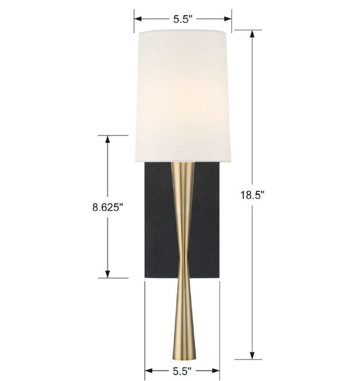 Crystorama Trenton 1 Light Aged Brass Sconce