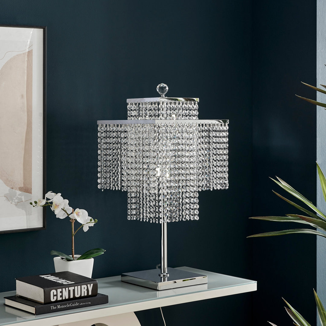 Table Lamp Square Crystal Double Crown