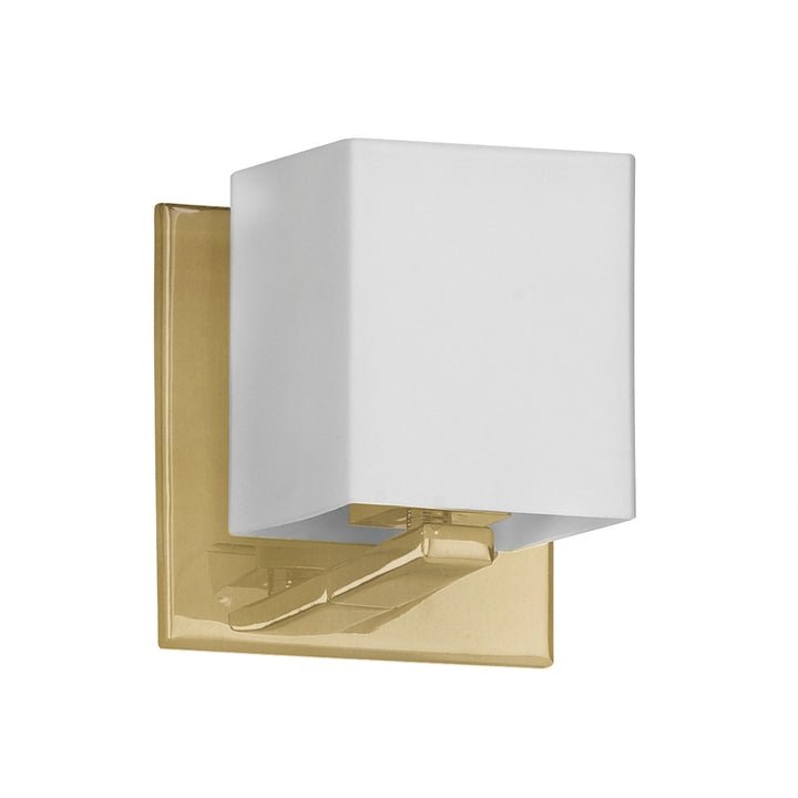 Dainolite 1 Light Halogen Wall Sconce, Aged Brass with White Glass