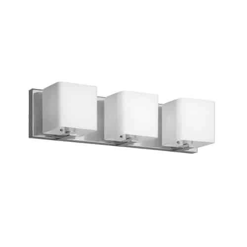 Dainolite 3 Light Vanity, Polished Chrome, Frosted White Glass Shade