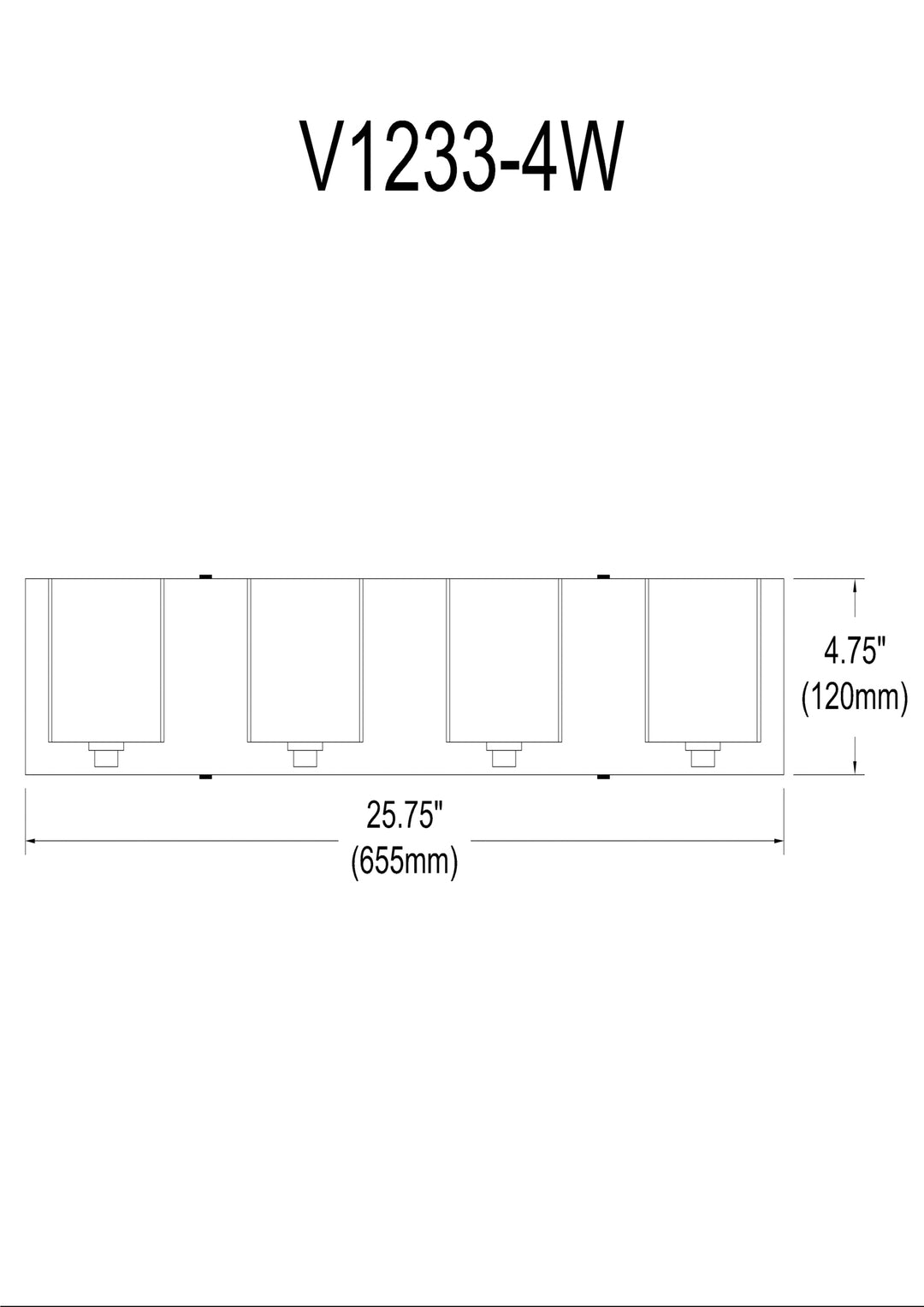 Dainolite 4 Light Vanity, Polished Chrome, Frosted White Glass Shade