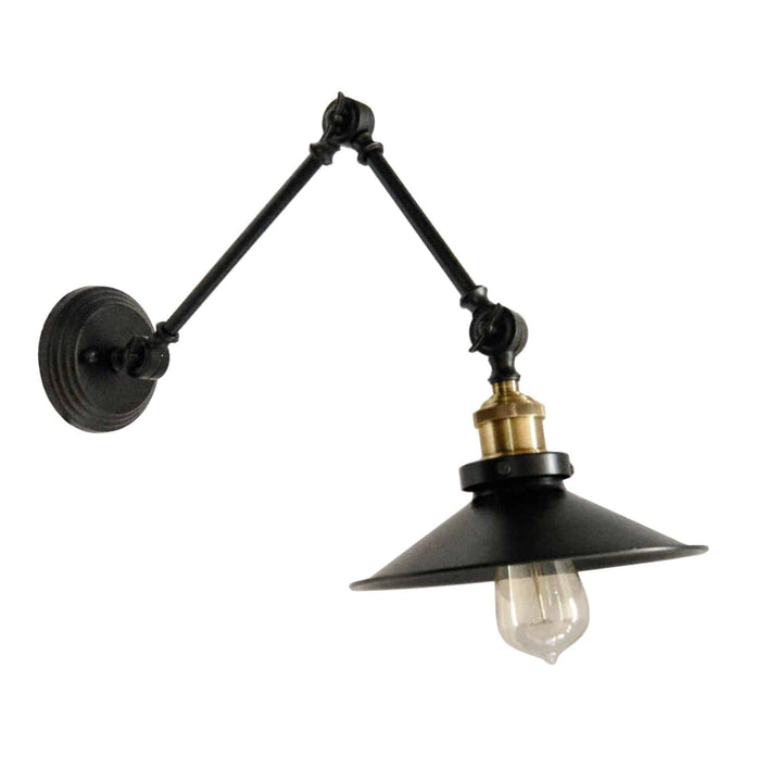 Dainolite 1 Light Incandescent Adjustable Wall Lamp, Black Finish