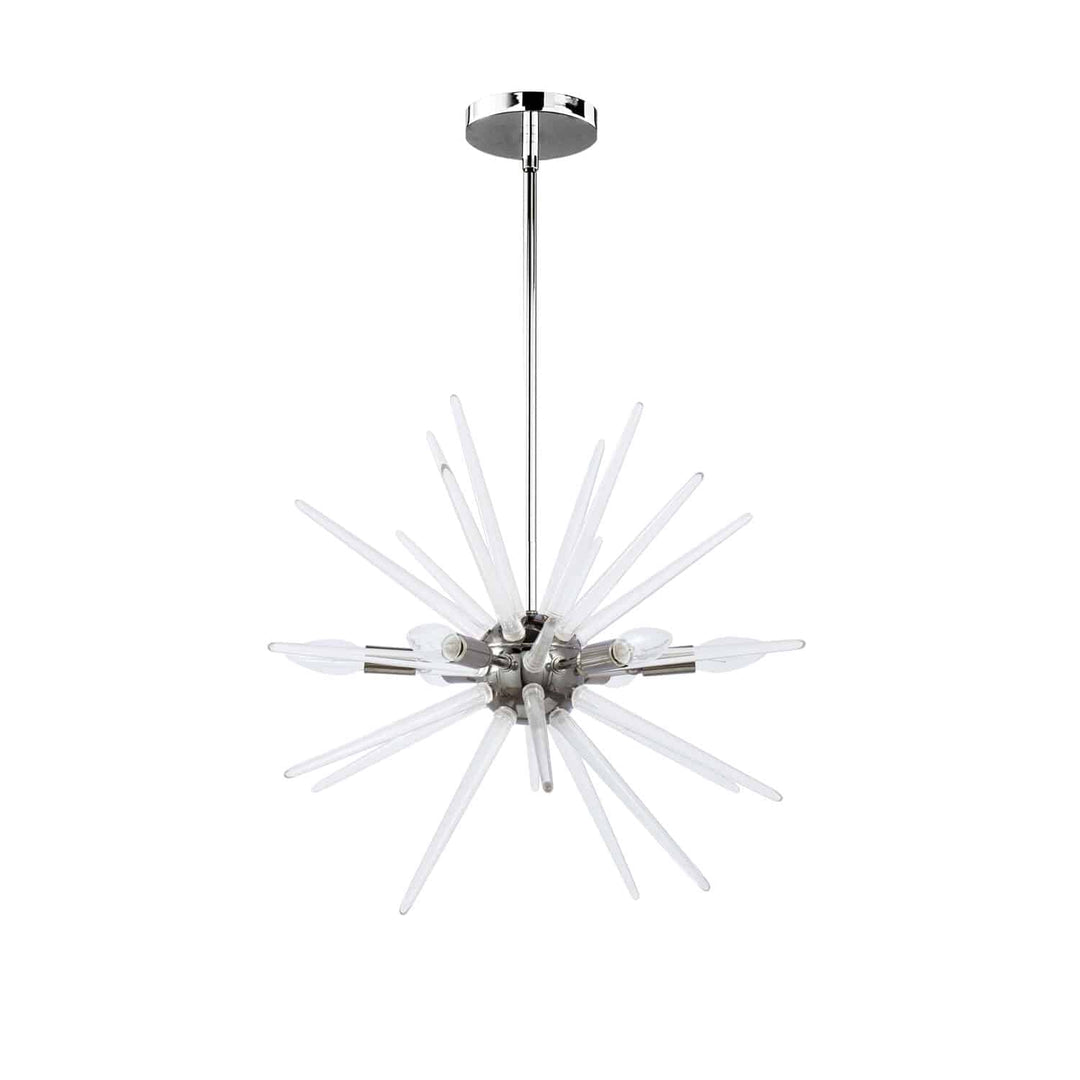 Dainolite 6 Light Incandescent Pendant, Polished Chrome Finish with Clear Acrylic Spikes