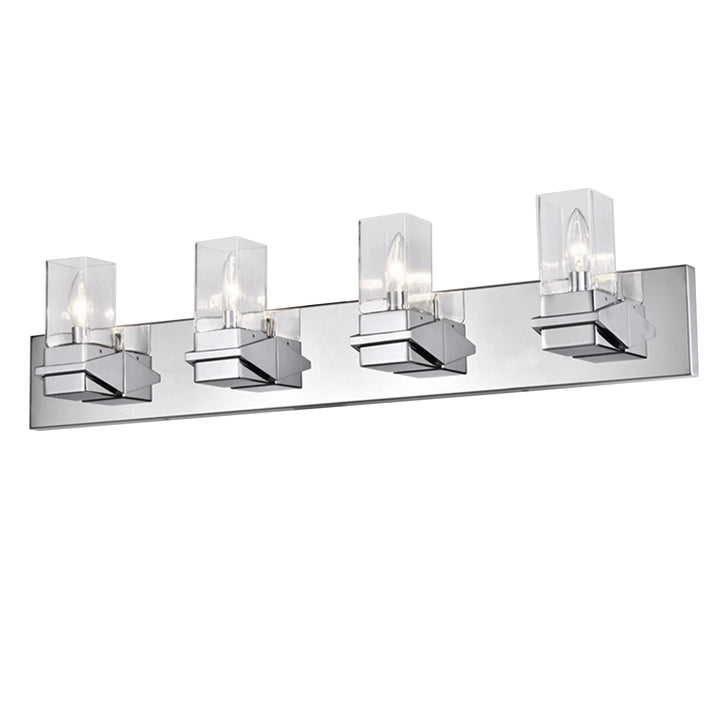 Dainolite 4 Light Incandescent Vanity, Matte Black & Aged Brass w/ Clear Glass