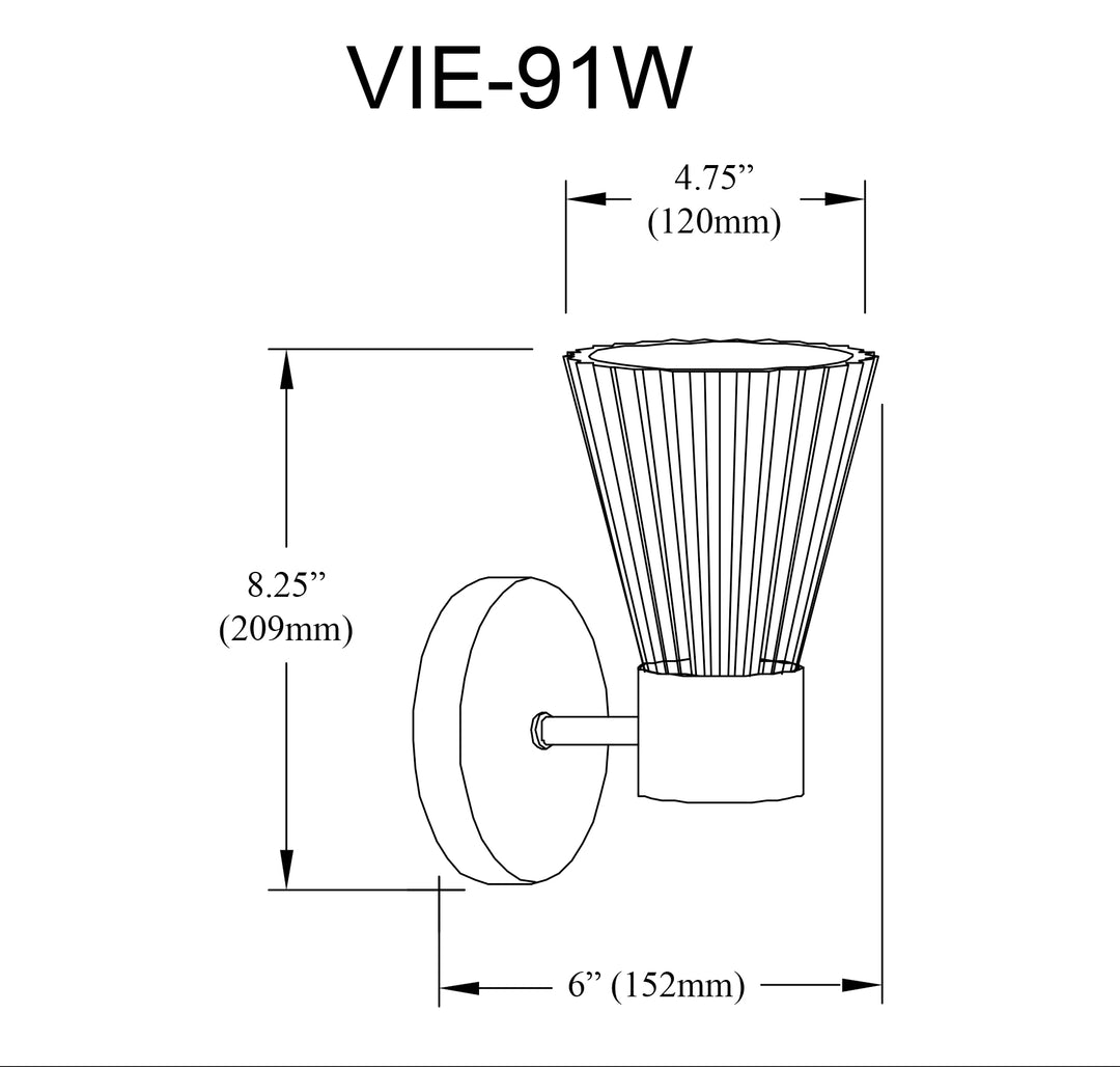 Dainolite 1 Light Incandescent Wall Satin Chrome Aged Brass with Clear Ribbed Glass