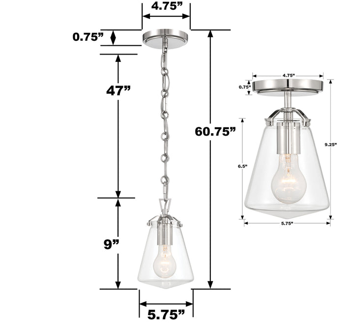 Crystorama Voss 1 Light Luxe Gold Semi Flush Mount