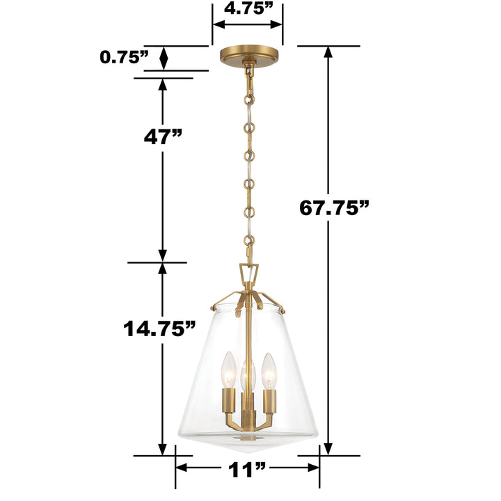 Crystorama Voss 3 Light Luxe Gold Mini Chandelier