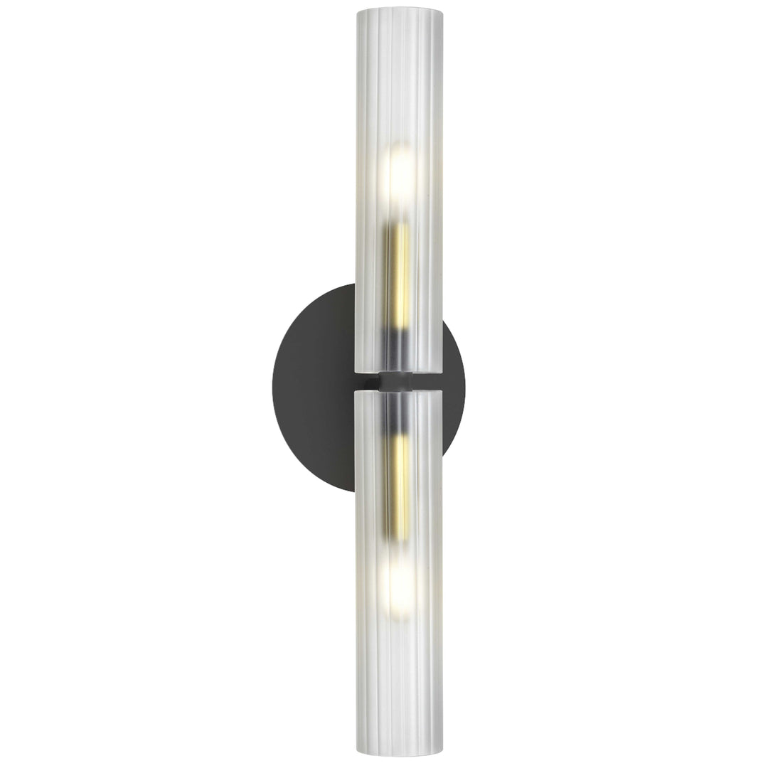 Dainolite 2 Light Incandescent Wand Wall Sconce Matte Black & Aged Brass w/ Frosted Glass