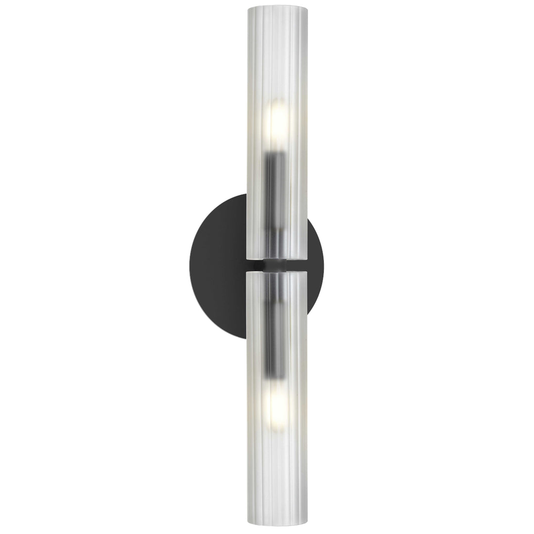 Dainolite 2 Light Incandescent Wand Wall Sconce Matte Black & Aged Brass w/ Frosted Glass