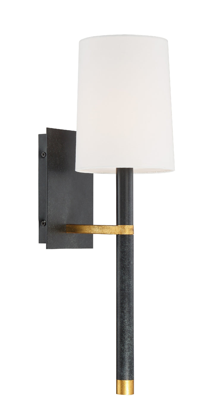 Crystorama Weston 1 Light Black + Antique Gold Sconce