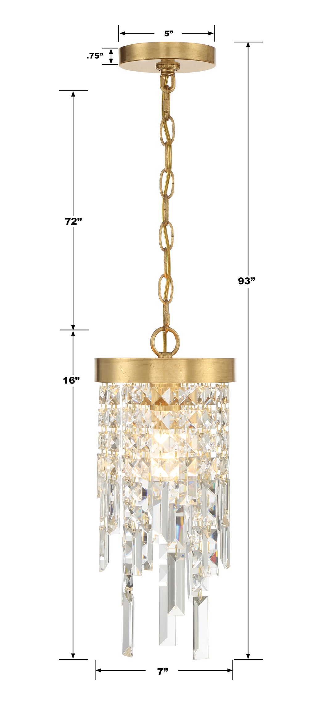 Crystorama Winfield 1 Light Antique Gold Mini Pendant