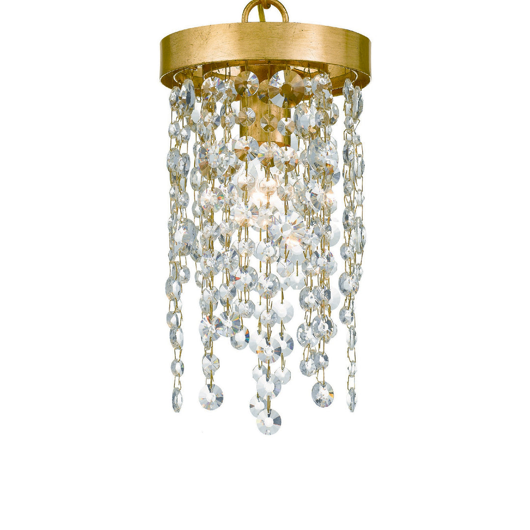 Crystorama Winham 1 Light Antique Gold Crystal Mini Pendant