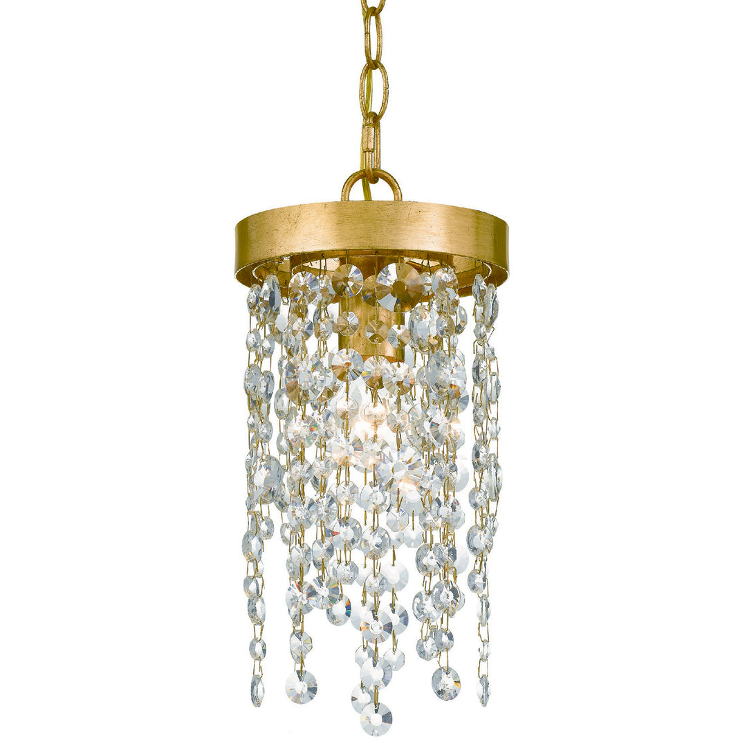 Crystorama Winham 1 Light Antique Gold Crystal Mini Pendant