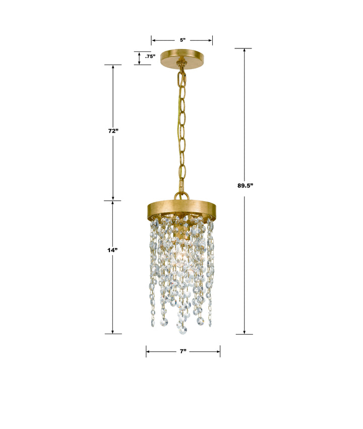 Crystorama Winham 1 Light Antique Gold Crystal Mini Pendant