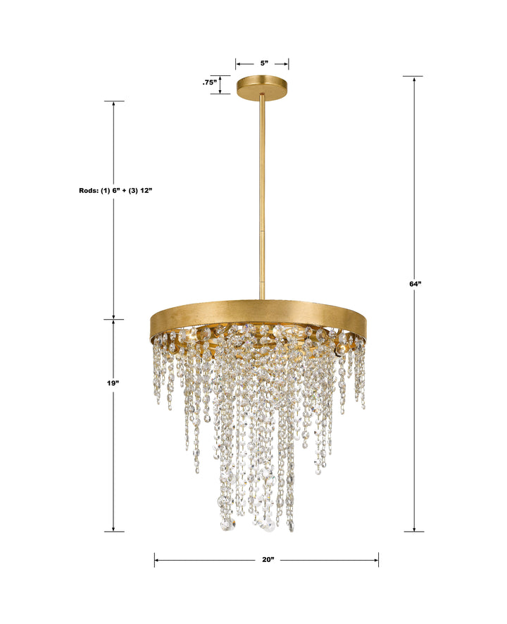 Crystorama Winham 5 Light Antique Gold Crystal Chandelier