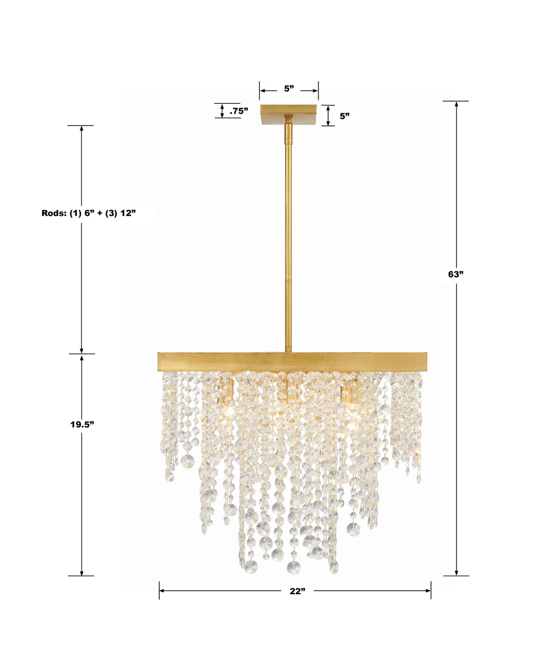 Crystorama Winham 8 Light Antique Gold Chandelier