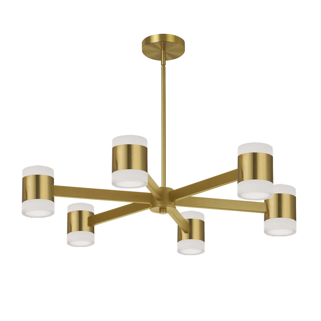 Dainolite 84W Chandelier, Aged Brass w/ Frosted Acrylic Diffuser