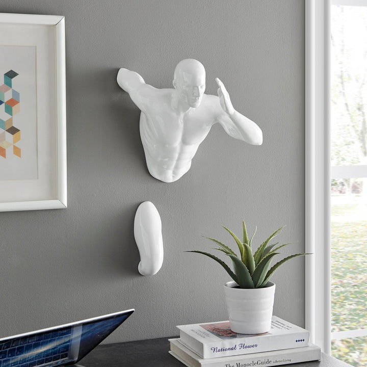 White Wall Runner 20" Man Sculpture