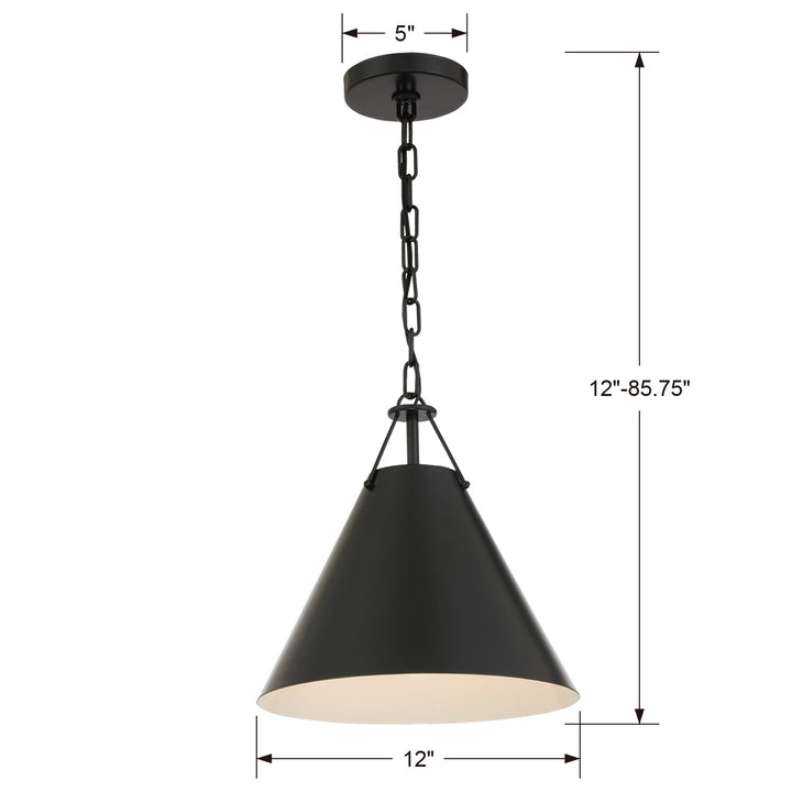 Crystorama Xavier 1 Light Matte Black Mini Pendant