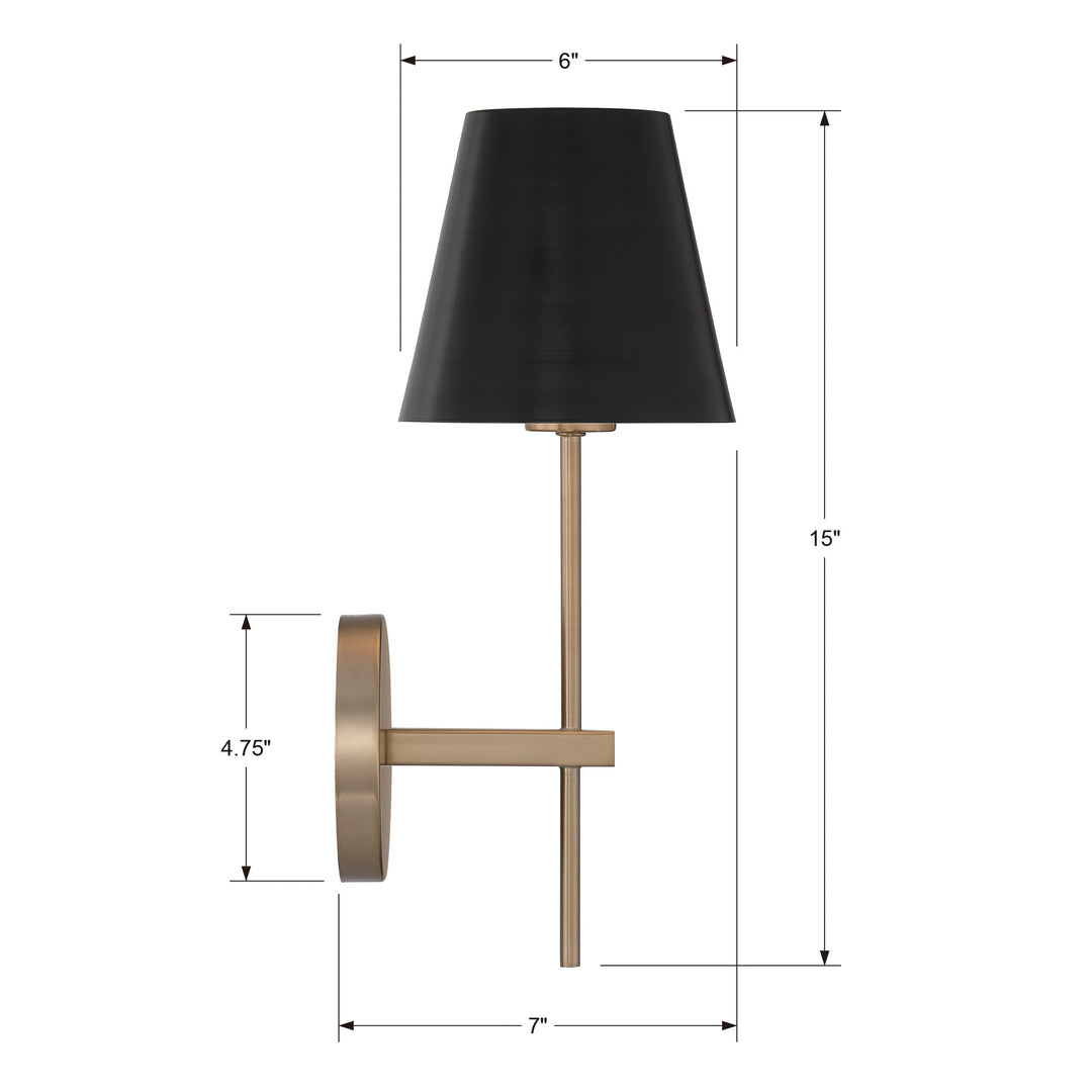 Crystorama Xavier 1 Light Matte Black Sconce