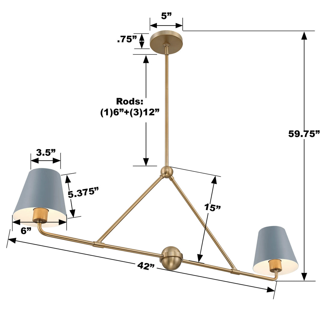 Crystorama Xavier 2 Light Matte Black Chandelier