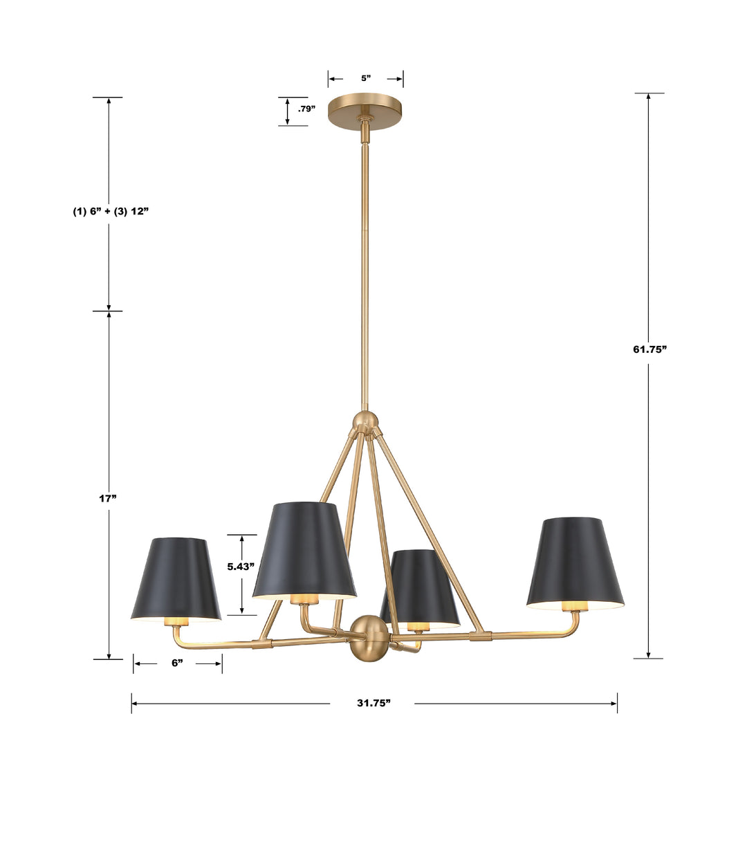 Crystorama Xavier 4 Light Matte Black Chandelier