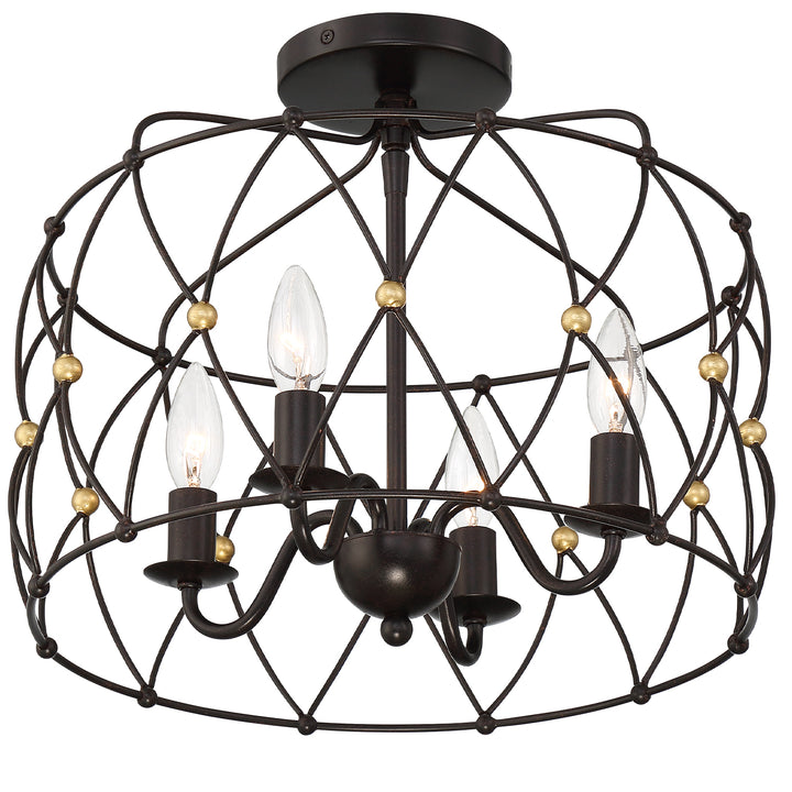 Crystorama Zucca 4 Light English Bronze + Antique Gold Semi Flush Mount