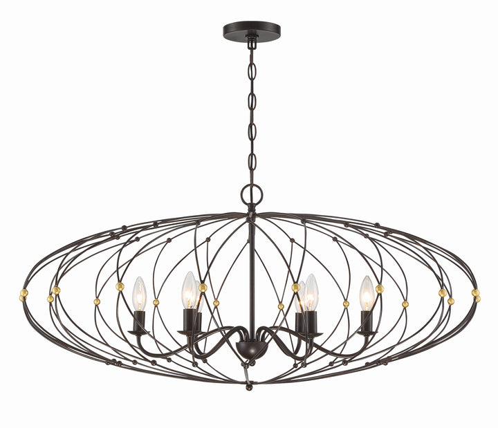 Crystorama Zucca 6 Light English Bronze + Antique Gold Chandelier