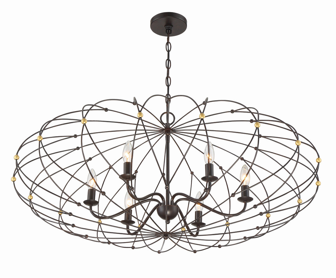 Crystorama Zucca 6 Light English Bronze + Antique Gold Chandelier