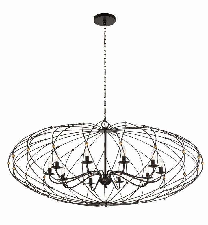 Crystorama Zucca 10 Light English Bronze + Antique Gold Chandelier