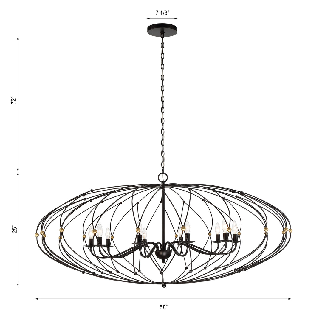 Crystorama Zucca 10 Light English Bronze + Antique Gold Chandelier