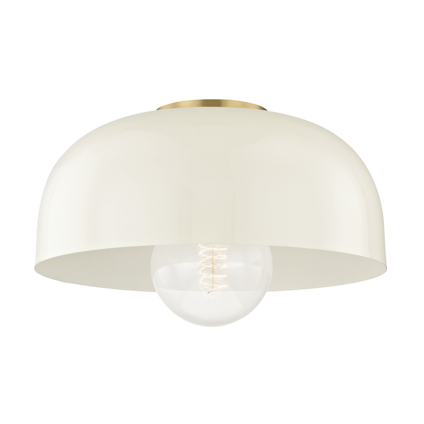 Avery Semi Flush 8" - Aged Brass/Cream