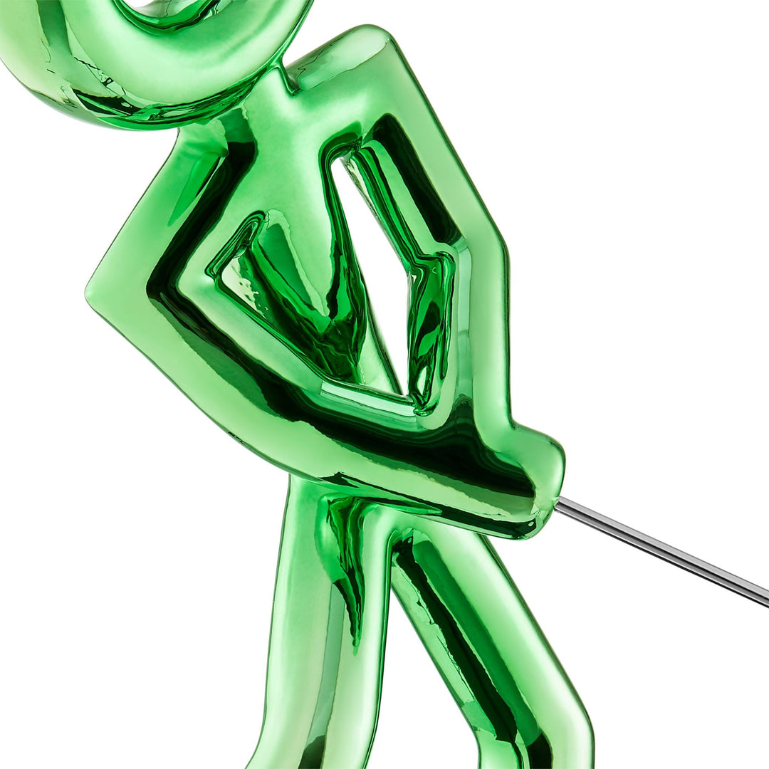 Golf Man Sculpture // Metallic Green