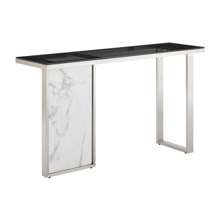 Monolith Chic Marble Console Table - White / Black Top