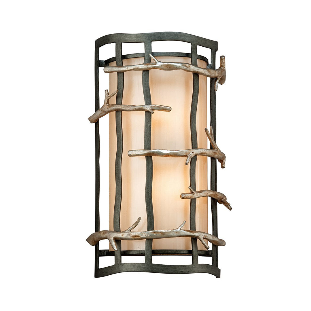 Adirondack Wall Sconce 14" - Graphite And Silver Leaf