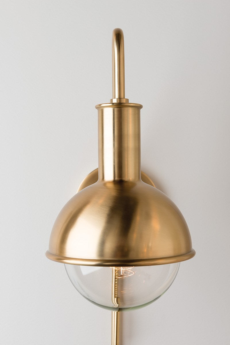 Riley Wall Sconce Steel Shade, 6" - Aged Brass