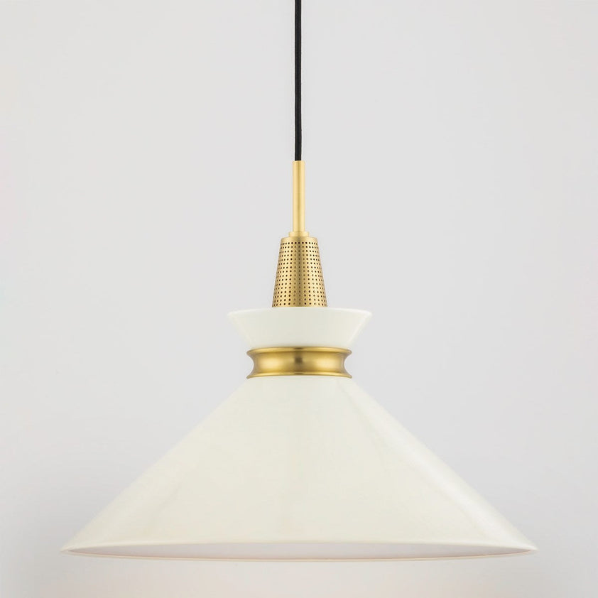 Kiki Pendant 15" - Aged Brass/Cream