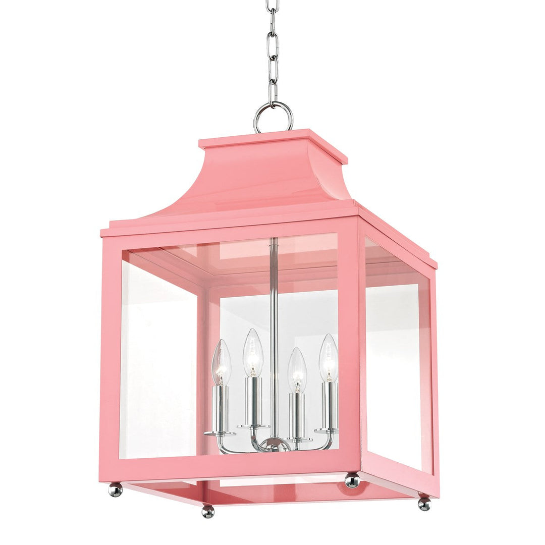 Leigh Pendant 25" - Polished Nickel/Pink