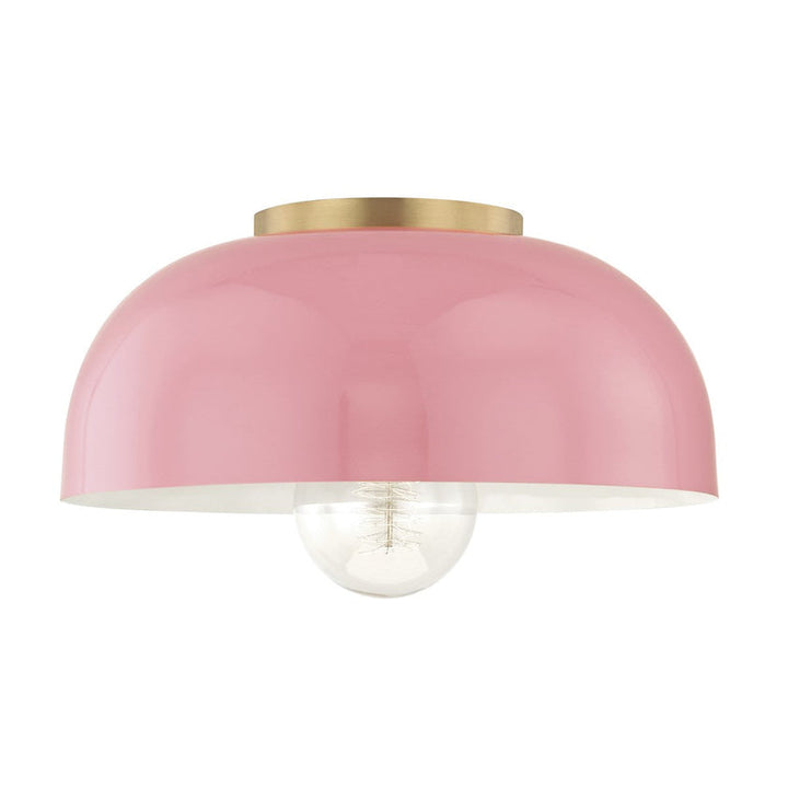 Avery Semi Flush 8" - Aged Brass/Pink