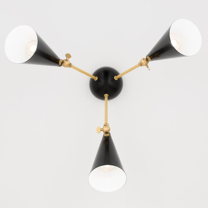 Moxie Semi Flush - Aged Brass/Dusk Black