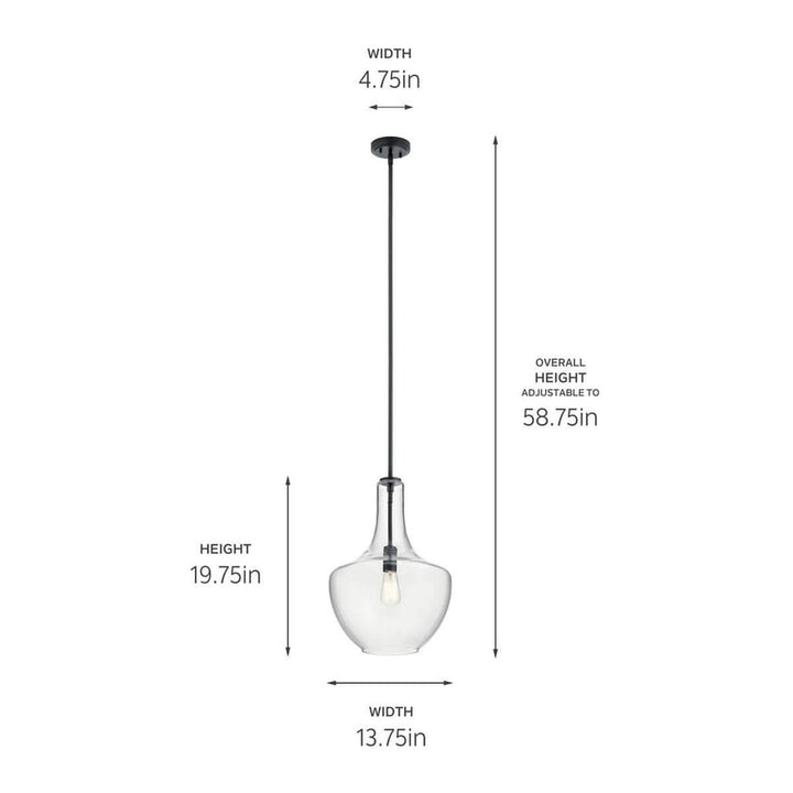 Everly Pendant - 1 Light, Clear Glass