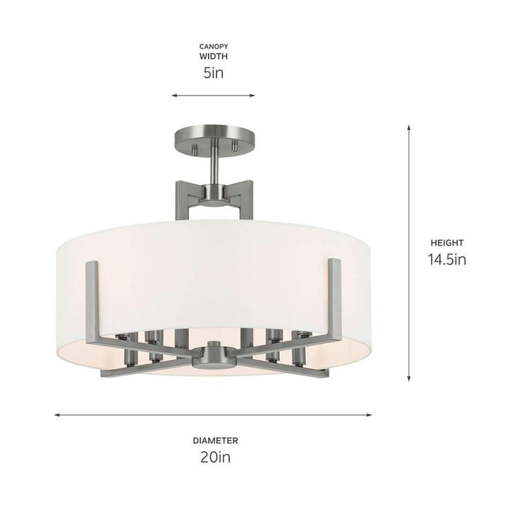 Malen Light Semi-Flush with White Fabric Shade