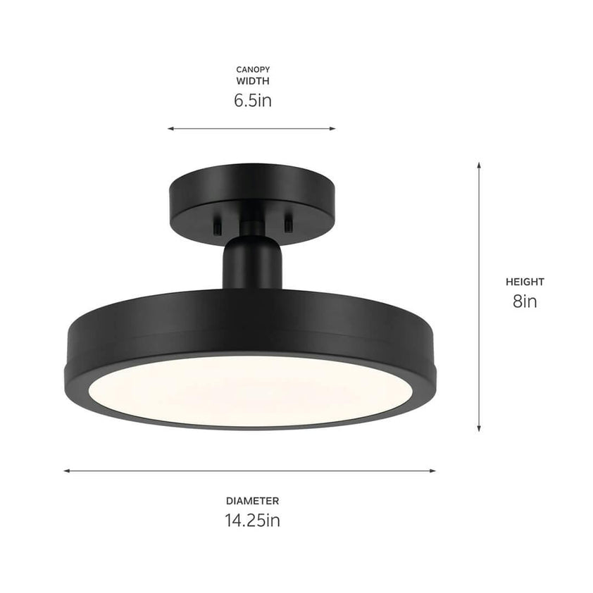 Riu Light LED Semi-Flush with Opaque White Acrylic Diffuser