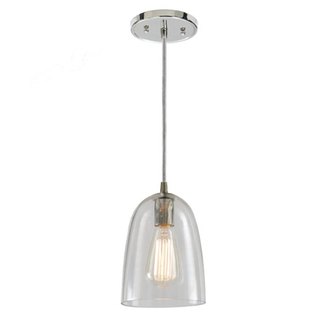 One light grand central Pendant 6" Wide, clear mouth blown glass ramona shade