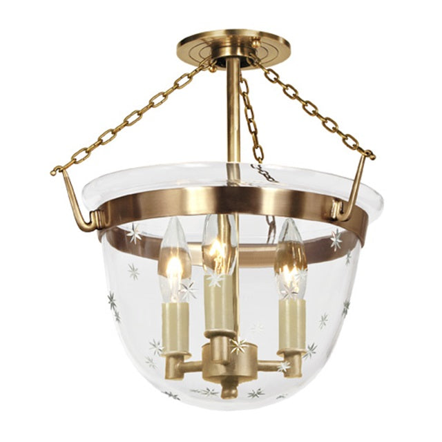 Small semi flush classic bell lantern in tiny star glass